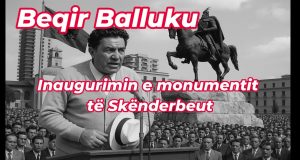 Fjalimi Historik i Beqir Ballukut – Inaugurimi i Monumentit të Skënderbeut.
