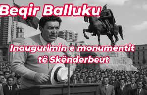 Fjalimi Historik i Beqir Ballukut – Inaugurimi i Monumentit të Skënderbeut.