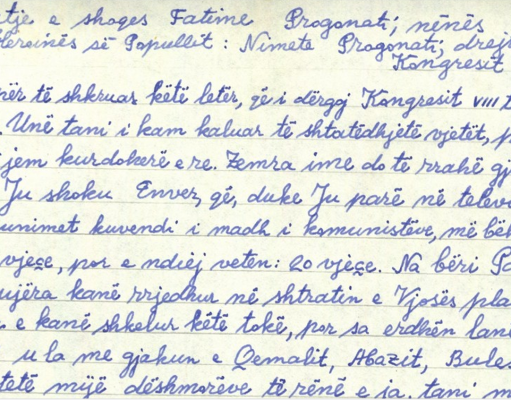 Letra e nënës së Nimete Progonatit për Enver Hoxhën – Një zë nga Tepelena në Kongresin e 8-të të PPSH