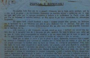 Thirrja e Skuadristëve të Pejës: “Me jetue e me vdekë për Atdhe” – Dokument historik nga Kosova