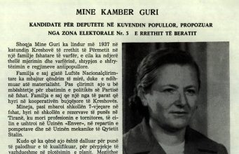 Mine Kamber Guri – Punëtore e dalluar dhe veprimtare e devotshme e Partisë së Punës