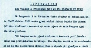 Takimi i studiuesve shqiptarë me intelektualët kosovarë në Turqi (1986): dëshmi për shtypjen kulturore në Kosovë